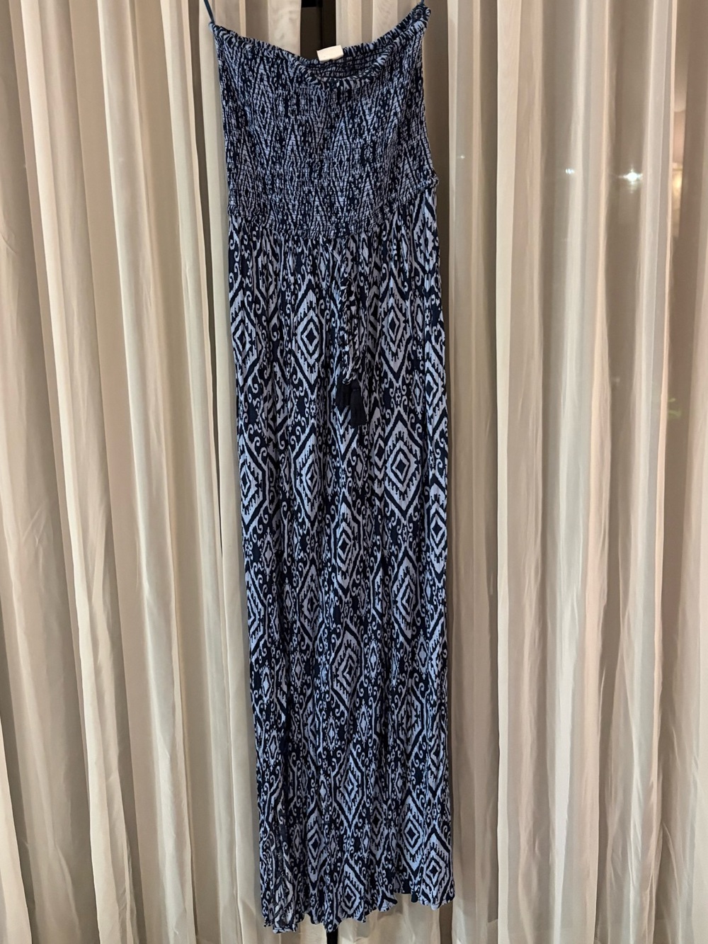 Bila77 Navy and Light Blue Strapless Maxi Dress